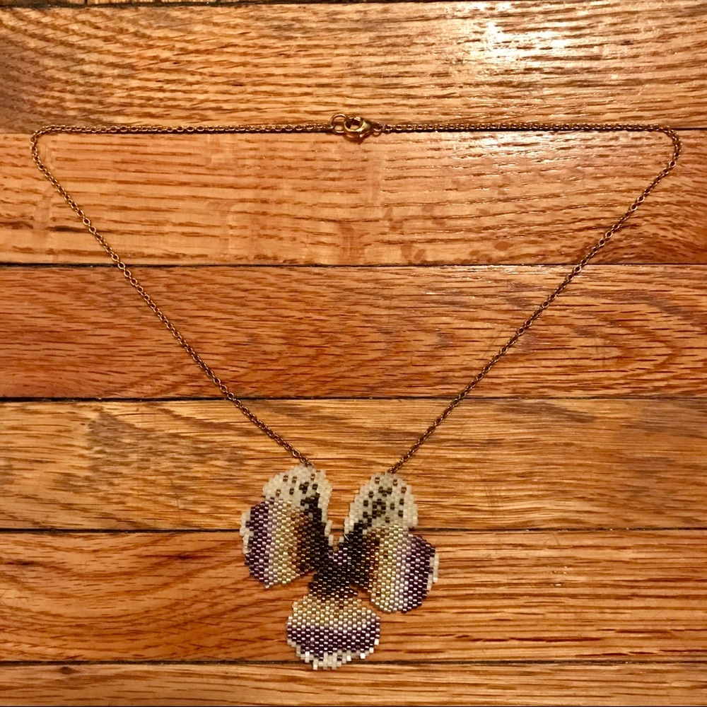 Beaded Pansy Necklace